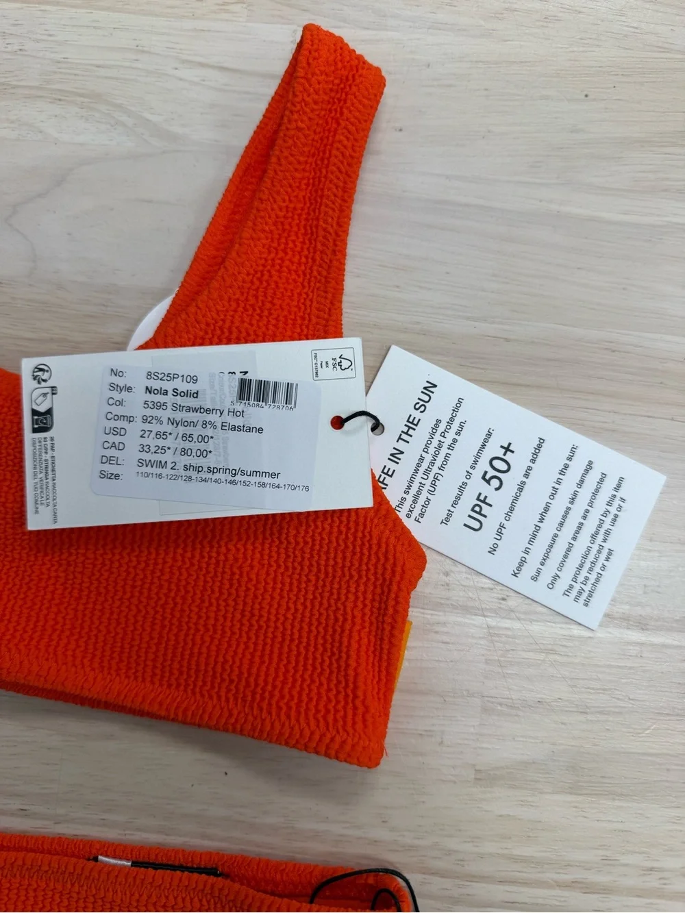 New Molo size 7/8 red orange bikini